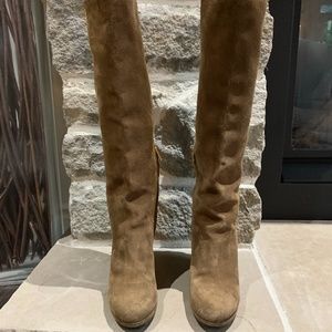 Prada Suede Beige/Light Brown knee high boots